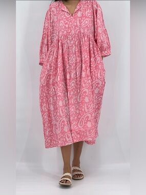 Pink Paisley Midi Dress - Women
